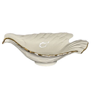 Lenox China Dove Bird Shaped Nut Bowl Candy Dish Ivory Cream Gold Trim USA